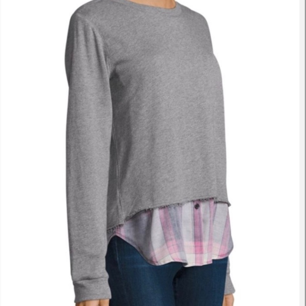 Rails Double Layered Sweatshirt Storm Cloud Pink Plaid BNWT SIZE MED